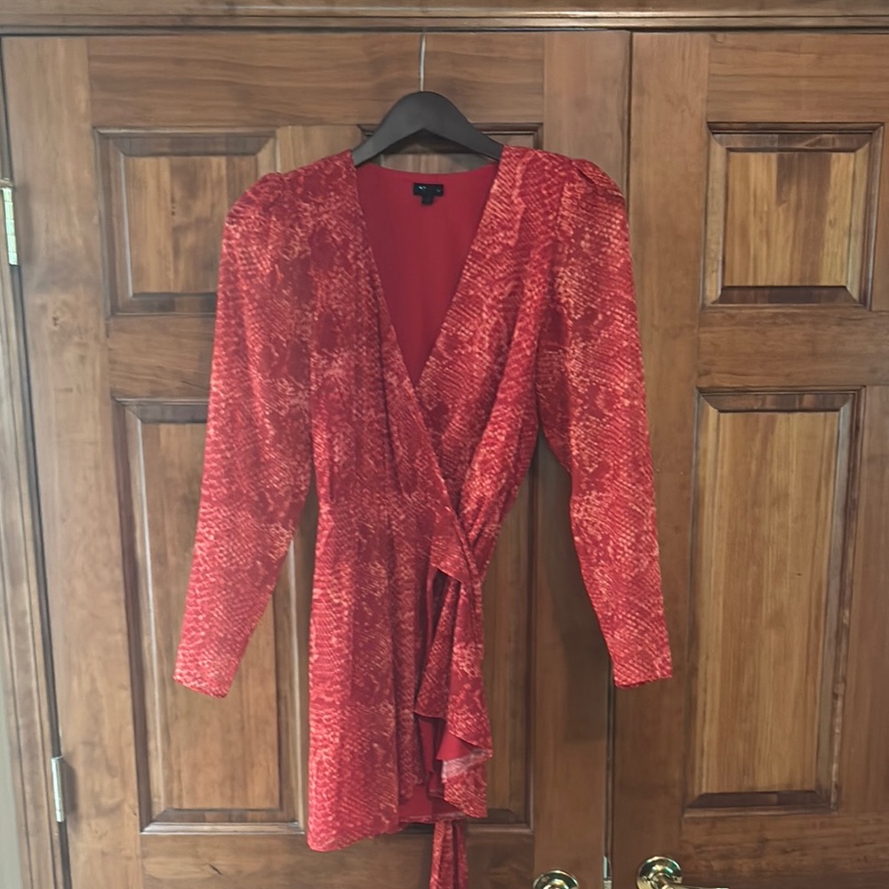 NBD Red Snake Print Midi Dress